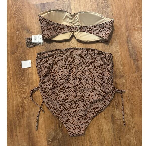 NWT A Pea In The Pod Maternity Cheetah Convertible Two Piece Swimsuit Size L - Picture 6 of 7